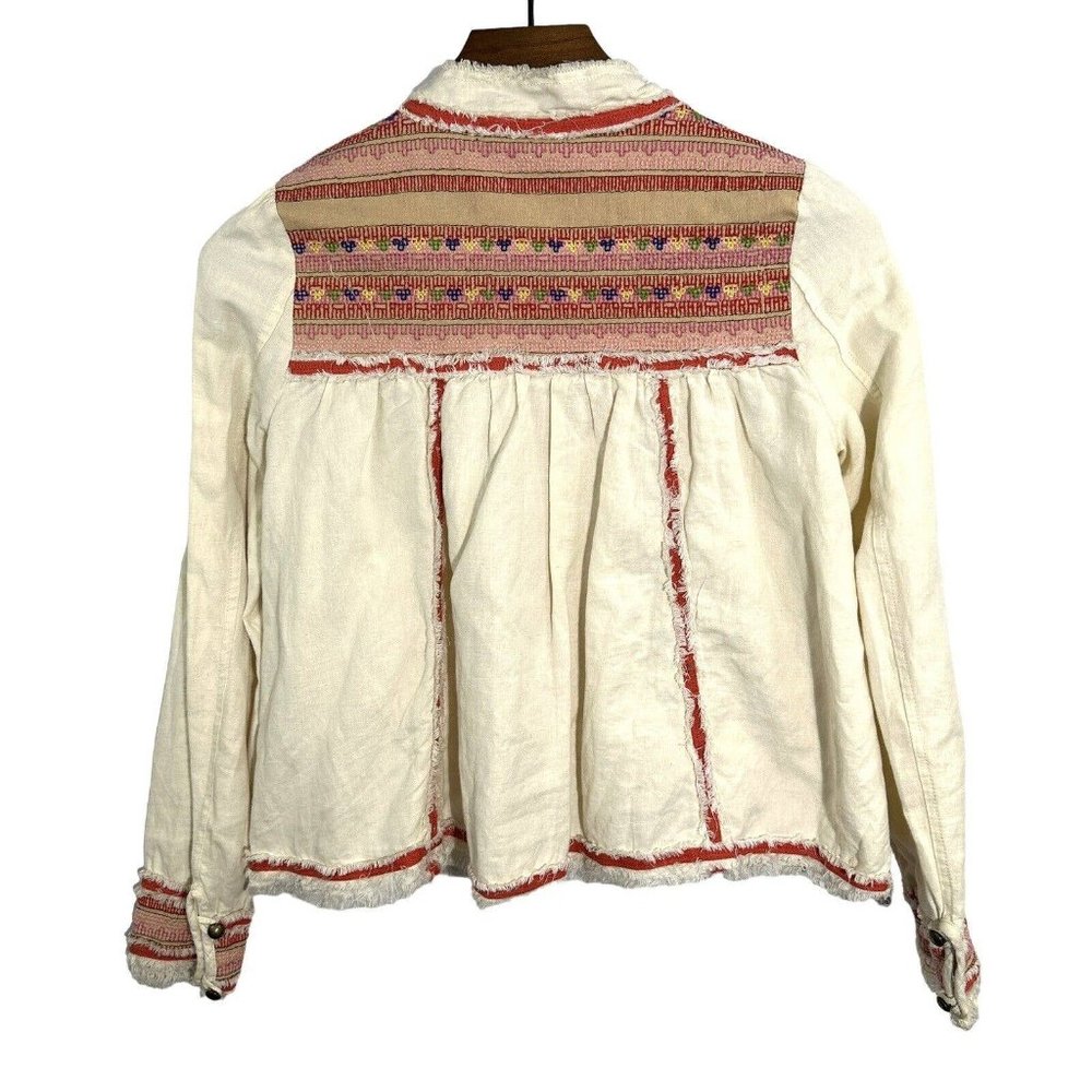 Free People Trapeze Prairie Jacket Embroidered Layered Size XS *Missing Button* - Picture 3 of 5